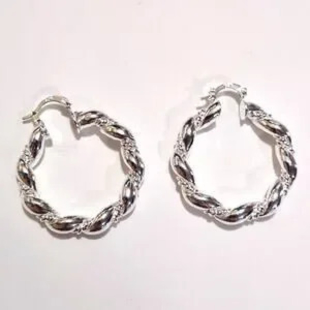 Gift Wrap Wreath Earrings Hoop S925 Sterling Silver Christmas Birthday Present
